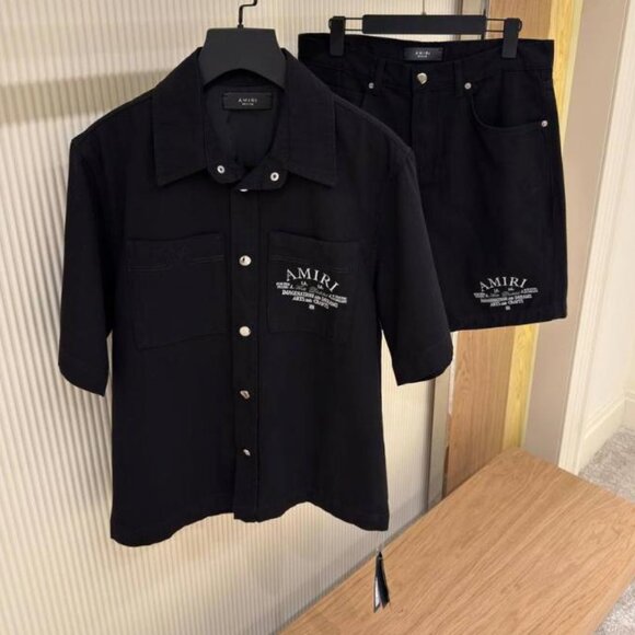 Small Amiri Denim Men's Black Shirt And Short Set Comfort Fit - Picture 1 of 10